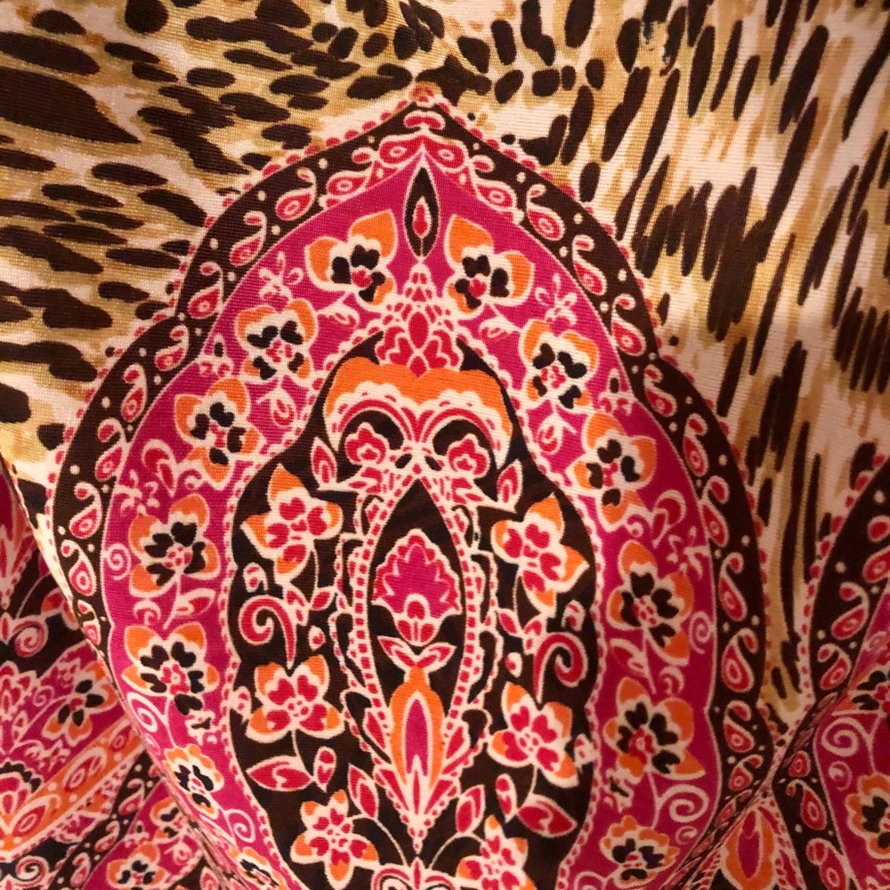 Leopard Paisley Beaded Strapless Dress Small - Picture 5 of 8